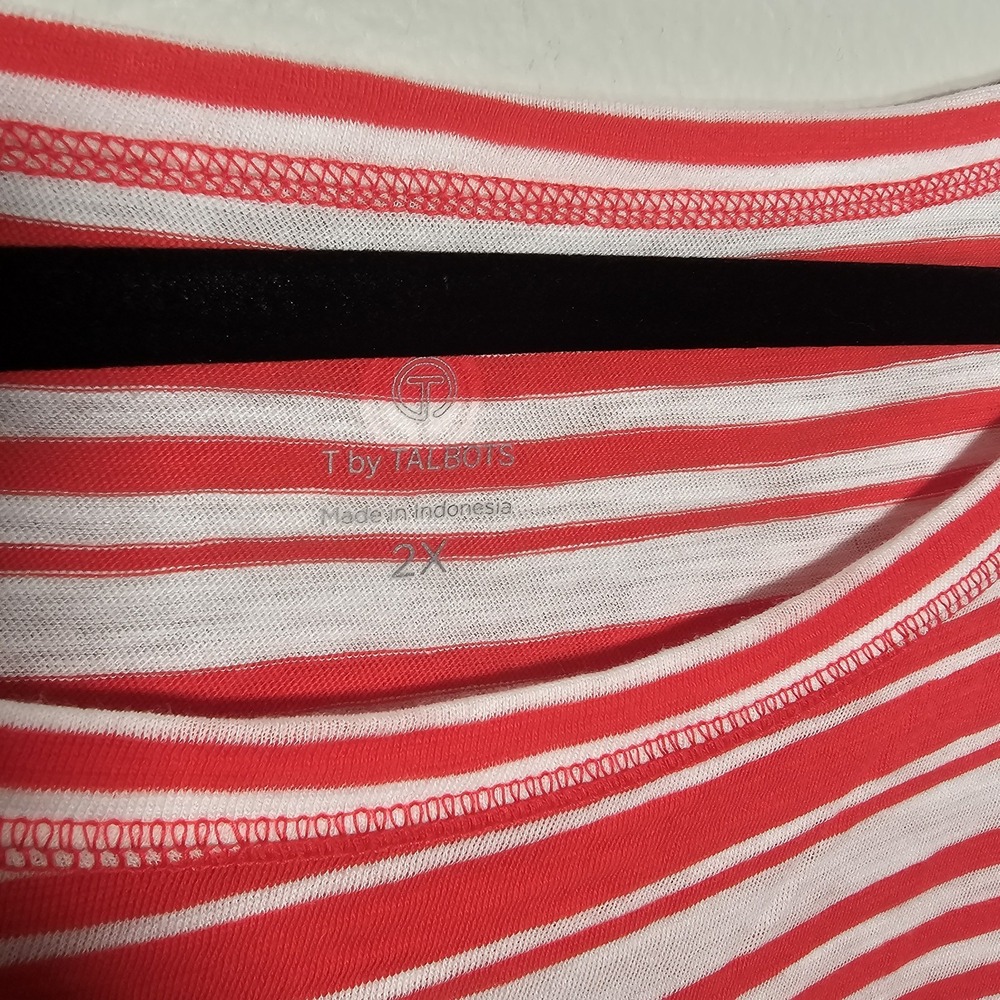 Talbots Womens Top Size 2X Red White Striped Coastal Beachy Nautical Lightweight - Picture 5 of 7